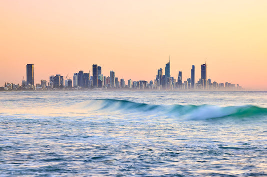 Tangerine dream - Breaking wave Surfers Paradise, Gold Coast