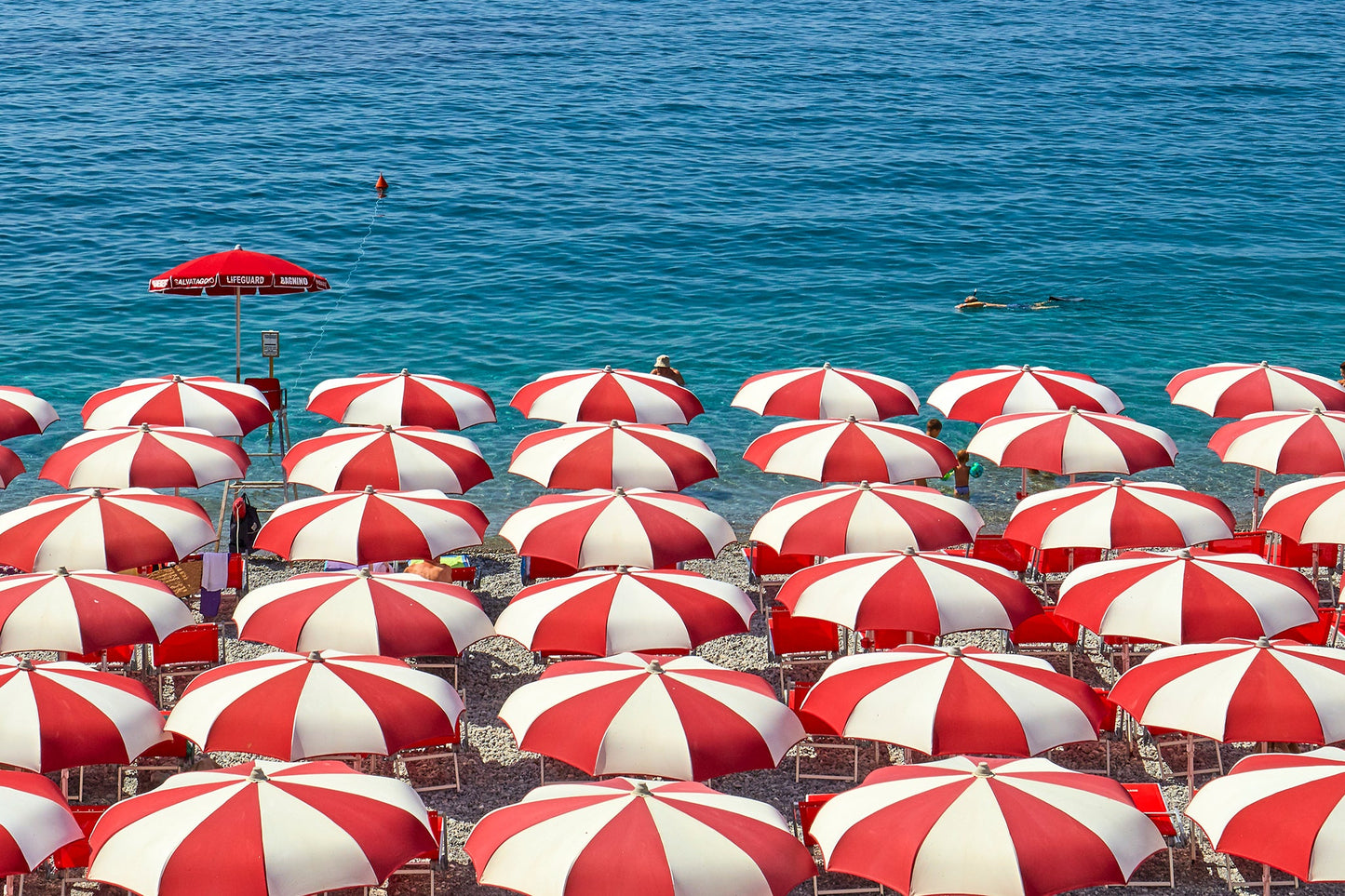 Beach umbrellas - Monerosso, Cinque Terre, Italy