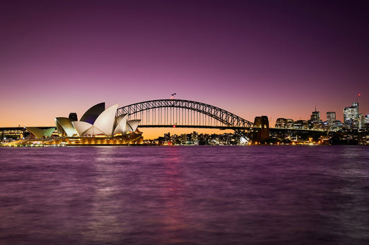 Harbour lights - Sunset over Sydney Opera House and Harbour Bridge, NSW